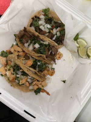 2 chicken tacos 2 steak tacos