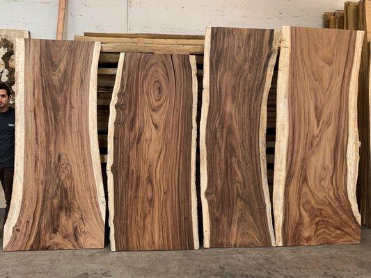 Our specialty: Parota live-edge tabletop slabs direct from our own sawmill in Mexico