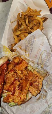 Grilled chicken sandwich with Curly Fries