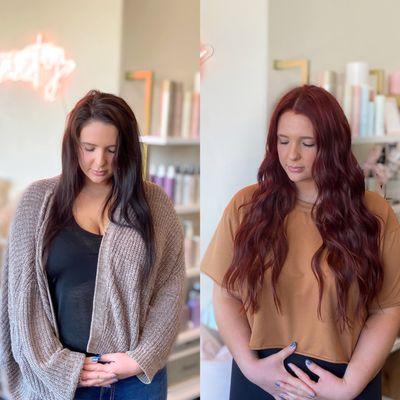 mermaid red transformation! color + 2 rows of 22" extensions