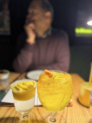 Cocktails! The one on the left had mango lassi mixed in!