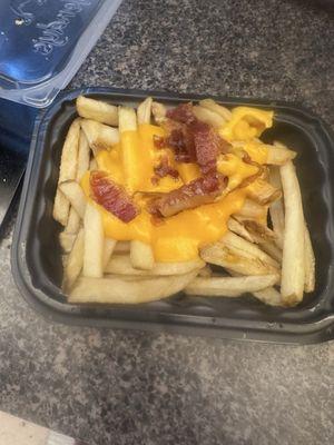 Bacon fries? didn't even have the shredded cheddar they are supposed to include, the fries were at least an hour old