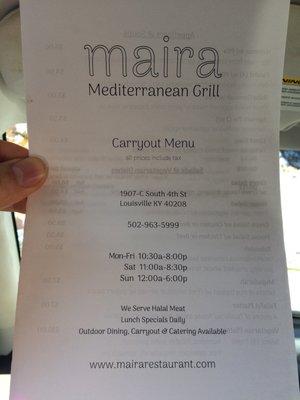 Menu - carry out