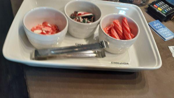 Samples of candy canes.