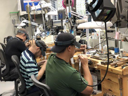 Our on-site, state-of-the-art shop has benches and equipment for five full time master jewelers!