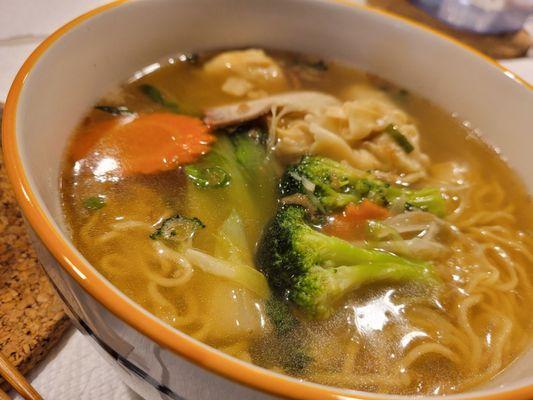 Delicious pork dumpling soup