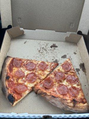 Two slice of pepperoni pizza