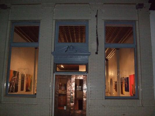 Nighttime view of TRUST the gallery in the KSV tasting room