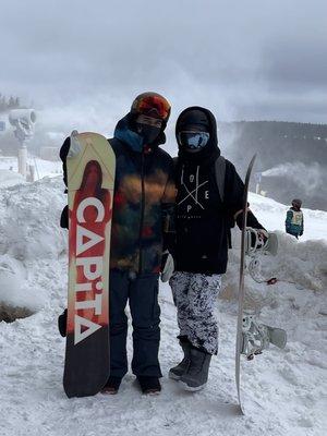 Right outside the locker on the slope