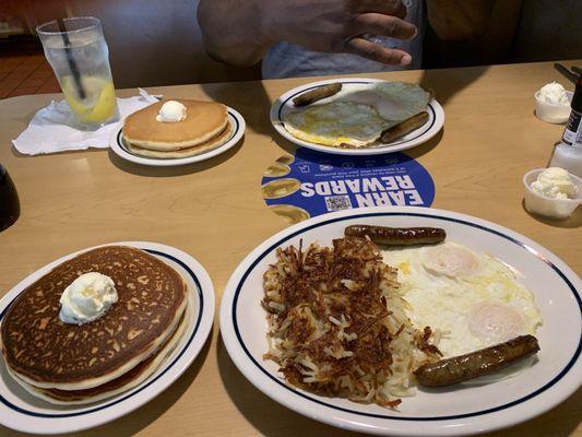 2 x 2 x 2 breakfast. Also the pancake combo with gluten-free pancakes.