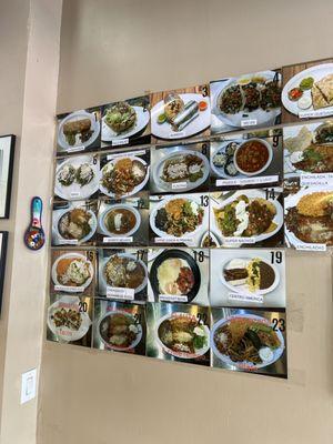 Pictures of menu items