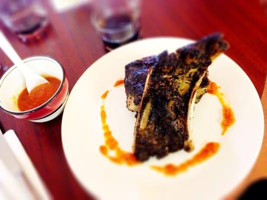 Espresso rubbed baby back ribs...delicious (especially with the watermelon BBQ sauce as a compliment)!