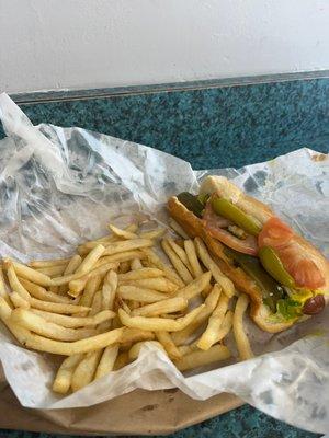 Chicago hotdog.... NO ketchup!