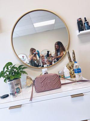 Brie and Karla blow drying my hair