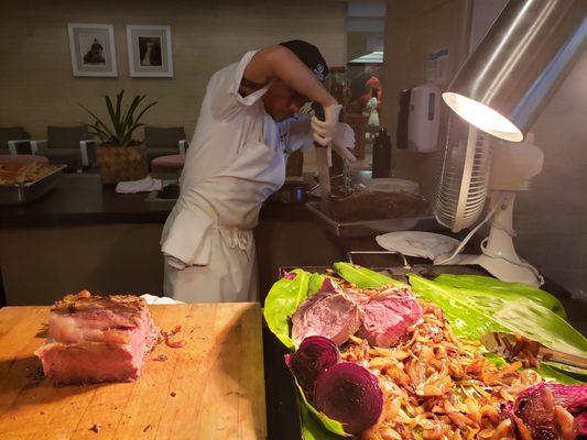 Prime rib and crab station. Note that this is only on saturday nights.