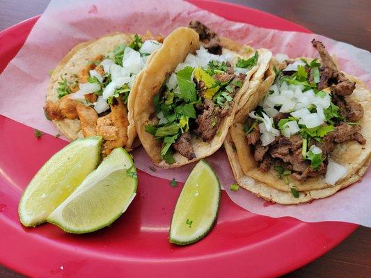 Steak and chicken tacos