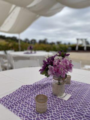 Purple theme in honor of fashion show fundraiser.