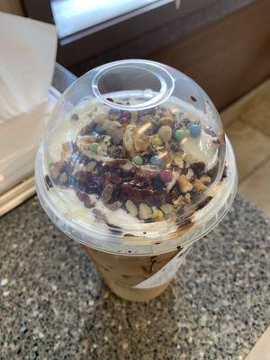 Candy bar latte. This wasn't a beverage. It was sugar overload in a cup. (But it was delicious. And worth the sugar coma. But never again.)