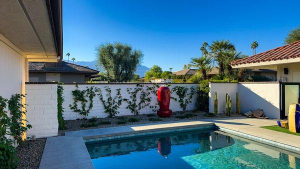 Courtyard redesign with fountain installation