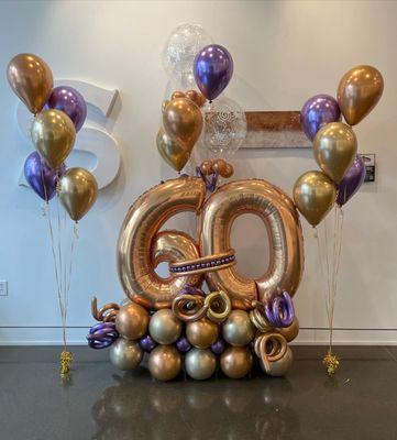 Balloon marque with balloon numbers and custom balloon bouquet