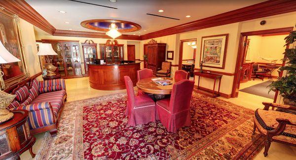 Welcoming and elegant -- our Tampa office reception area offers clients a comfortable, professional space to feel at ease before meetings.