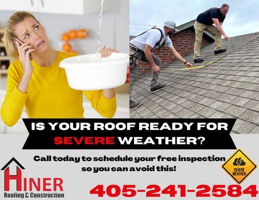Here at Hiner Roofing, our experts will conduct a 15 point inspection to make sure you have the roof you deserve. Call us today 4052412455!