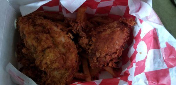 Breast and wing with fries