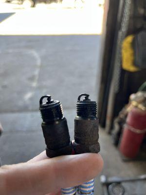 Original manufacturer spark plugs were so old, they were closed & misfiring. Sonny recommended a "full tune-up."