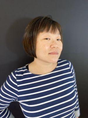 Highlighting over dark hair.