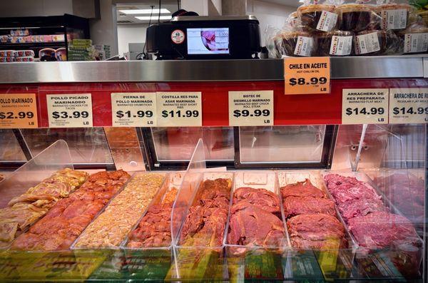 Nice selection of marinated and unmarinated cuts at Santa Fe Mercado & Carniceria