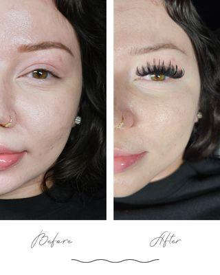 Before and after lash extensions The Vegas Show Girl VOLUME
Full Set (95% real eyelash coverage)
$275.00