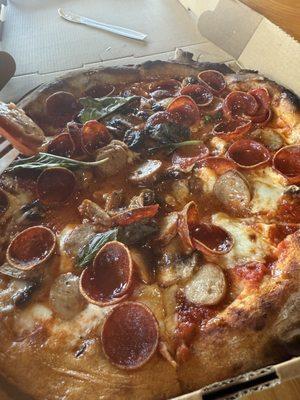 10" Classic Margherita with peperoni and hot honey