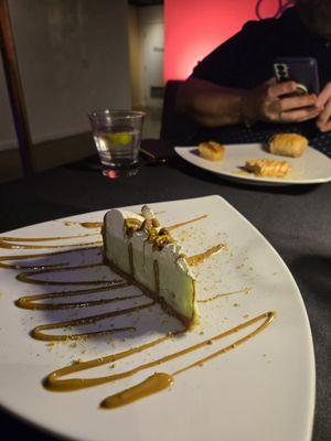 Pistachio cheesecake.