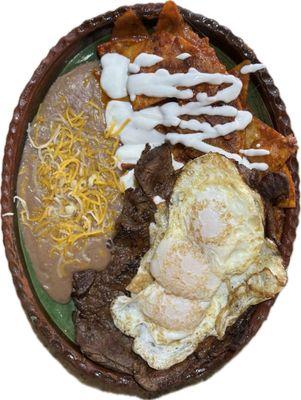 chilaquiles with steak and eggs