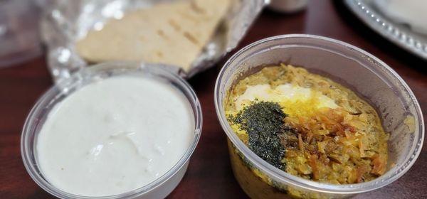 Left: Yogurt & Shallot Right: Eggplant Dip