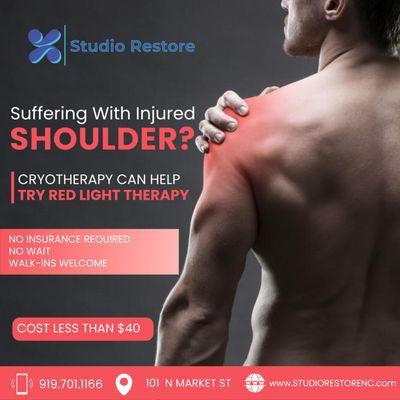 Shoulder pain relief; injury relief; pain management; red light therapy, cryotherapy