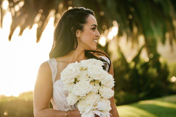 White rose bridal bouquet