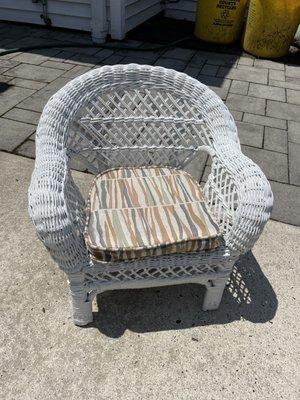 Had custom cushion made for a child's wicker chair.