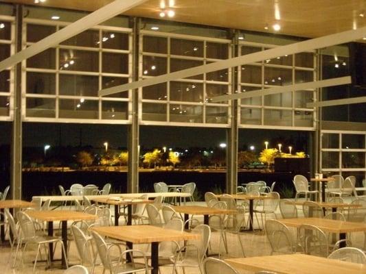 Interior shot with garage doors open