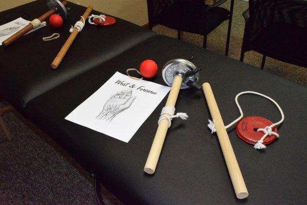 Active isolated stretching and strengthening specifically for the muscles involved in tennis and golfers elbow, carpal tunnel, "text" claw,