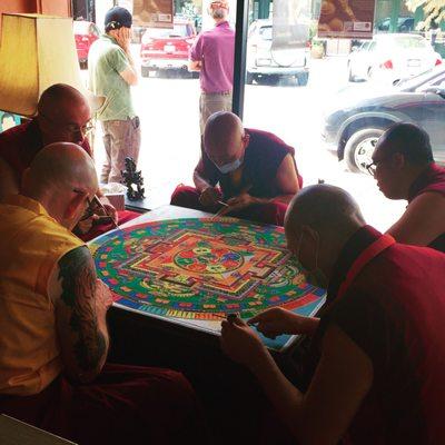 5th year anniversary celebration with the mom's making a sand mandala.