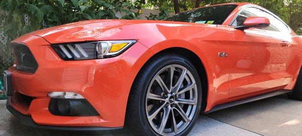 Bumpercover, hood replaced. Fenders and doors painted and re-aligned