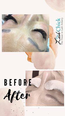 Before and after Mega Feathered Volume