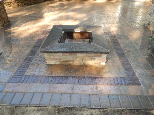 custom Firepit w/ block work and Coronado stone by SDX CO.