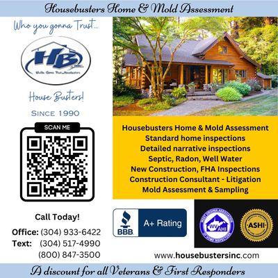 Contact Housebusters for all of your Home Inspection Services and or Mold Assessment