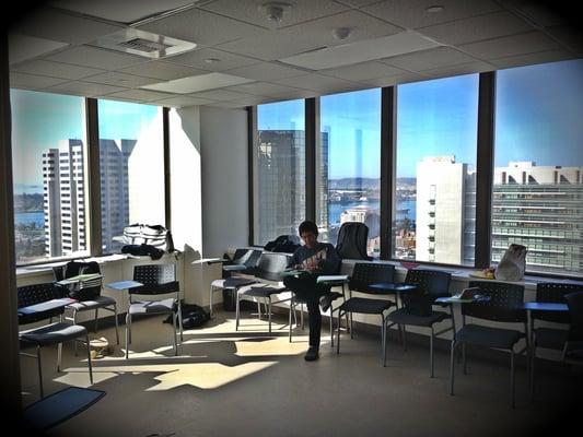 Corner classroom with views of Point Loma, downtown and Coronado Bridge.