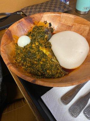 Egusi with fish and fufu