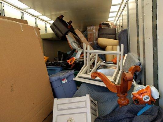 Moving van when doors were opened