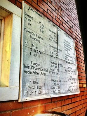 Drive thru menu board - Denna's Donuts: Anahuac, Texas