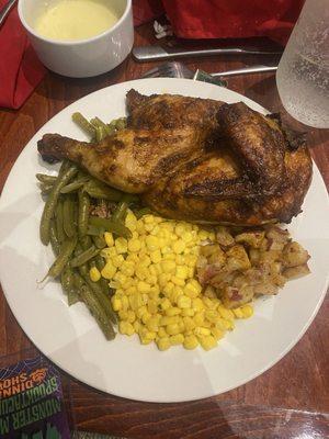 The yummy food! The bowl on the top left is the yummy creamy vegetable soup that was AMAZING. they also gave us buns